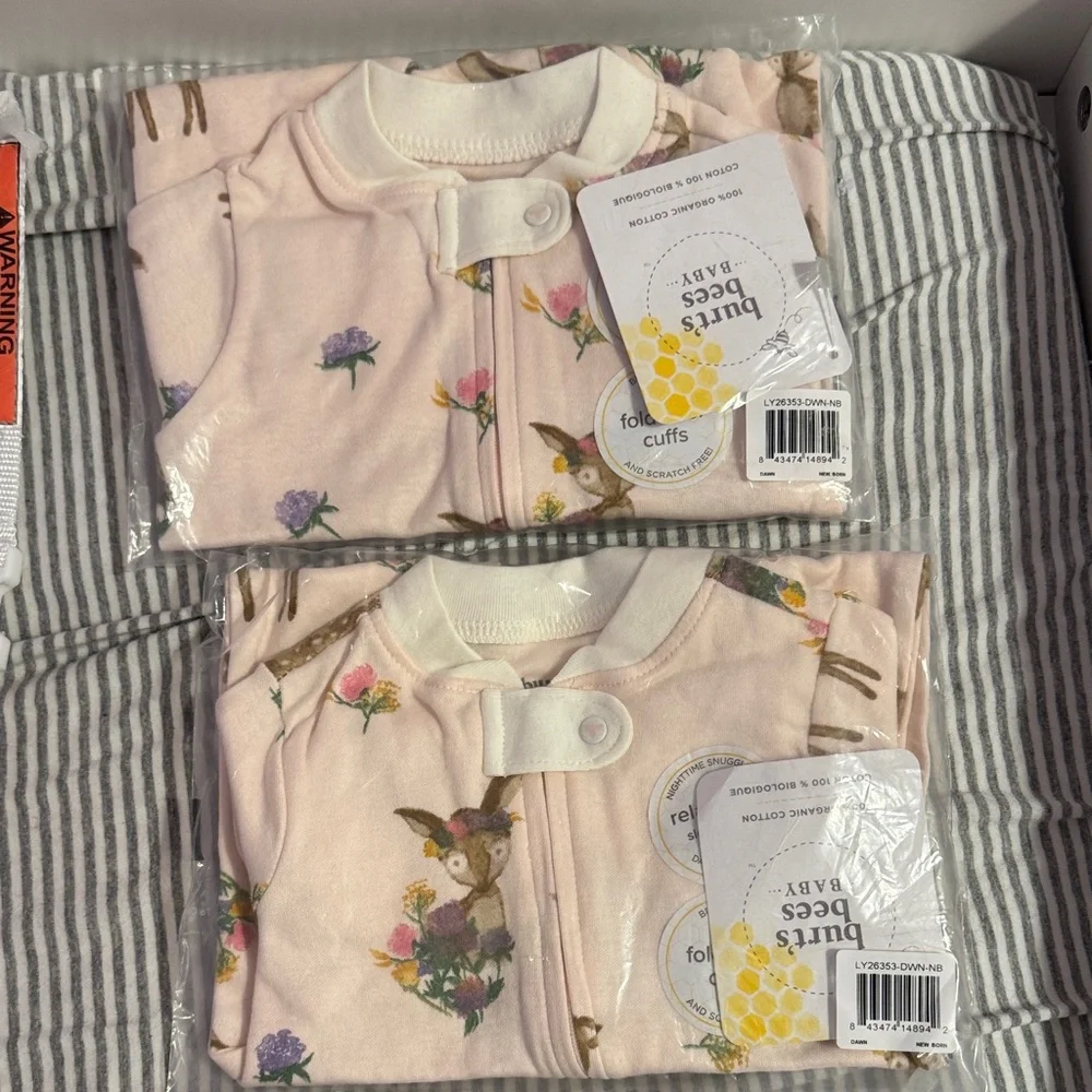 Pink Deer Print Footed One-Piece Pajamas for Kids